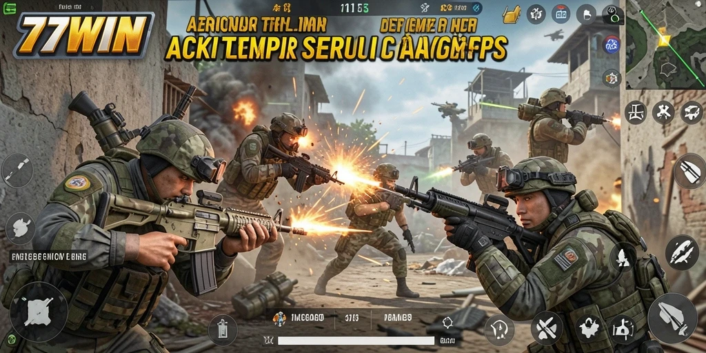 Gameplay mendebarkan dalam permainan FPS 77WIN