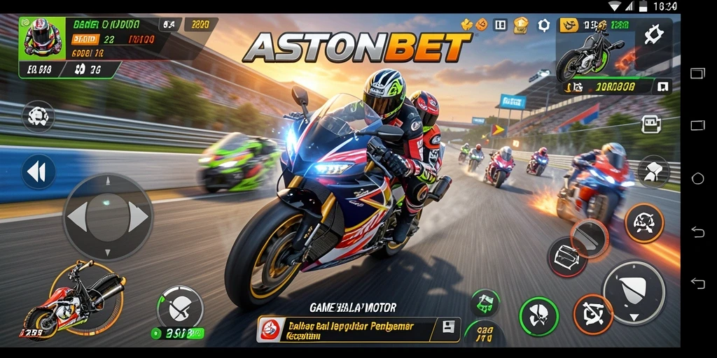 Tangkapan layar ASTONBET menampilkan balapan motor yang mendebarkan di lintasan yang menantang.