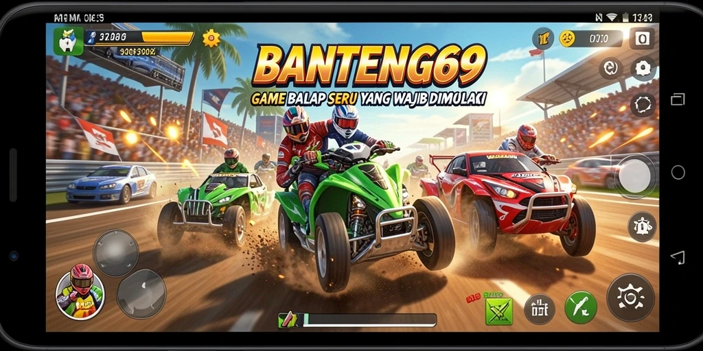Tampilan gameplay seru di BANTENG69 dengan aksi balap yang mendebarkan.