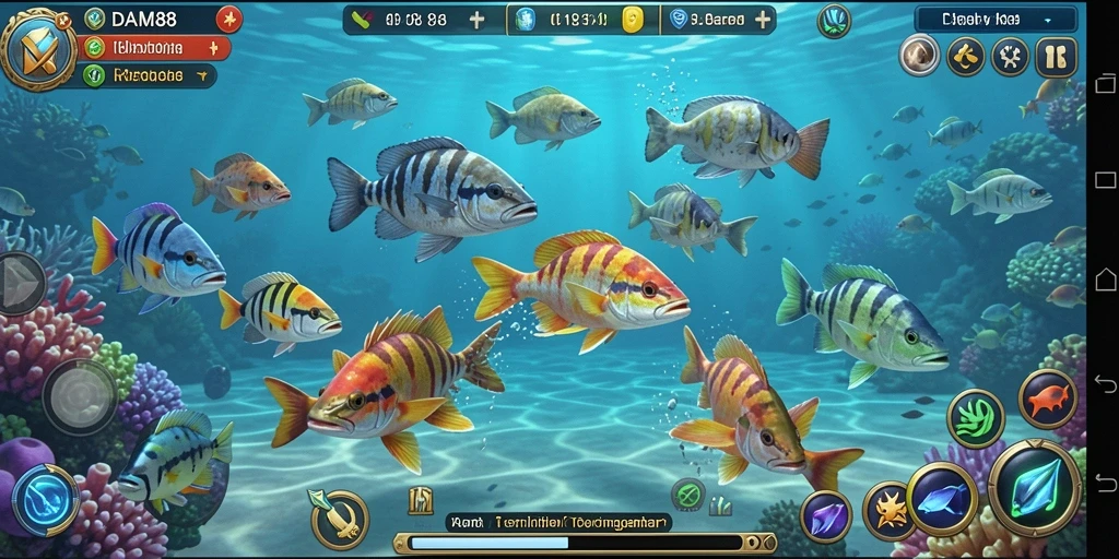 Tampilan gameplay seru dalam DAM88 dengan aksi tembak ikan.
