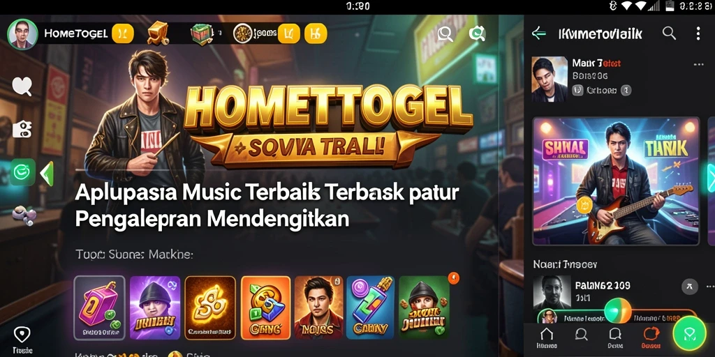 Screenshot gameplay HOMETOGEL menunjukkan pengalaman mendengarkan musik yang interaktif.