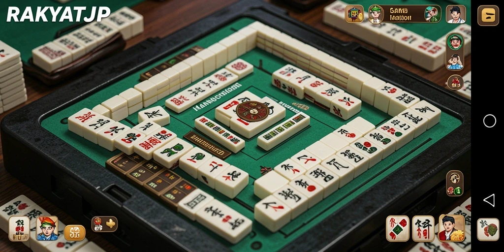 Tangkapan layar RAKYATJP menunjukkan gameplay Mahjong yang menarik dan menantang.