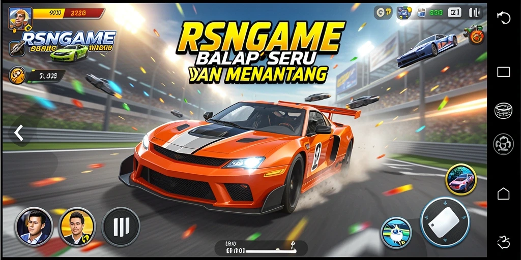 Tampilan gameplay seru dari RSNGAME dengan mobil racing.