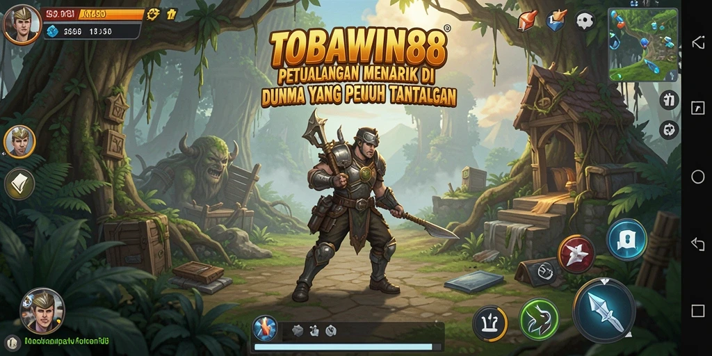 Tampilan gameplay TOBAWIN88 yang menampilkan petualangan mendebarkan.